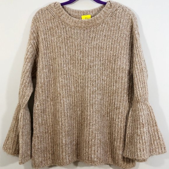 ROBERTA ROLLER RABBIT Bell Sleeve Mohair/Wool Oversized Sweater in Tan XS - Picture 1 of 12